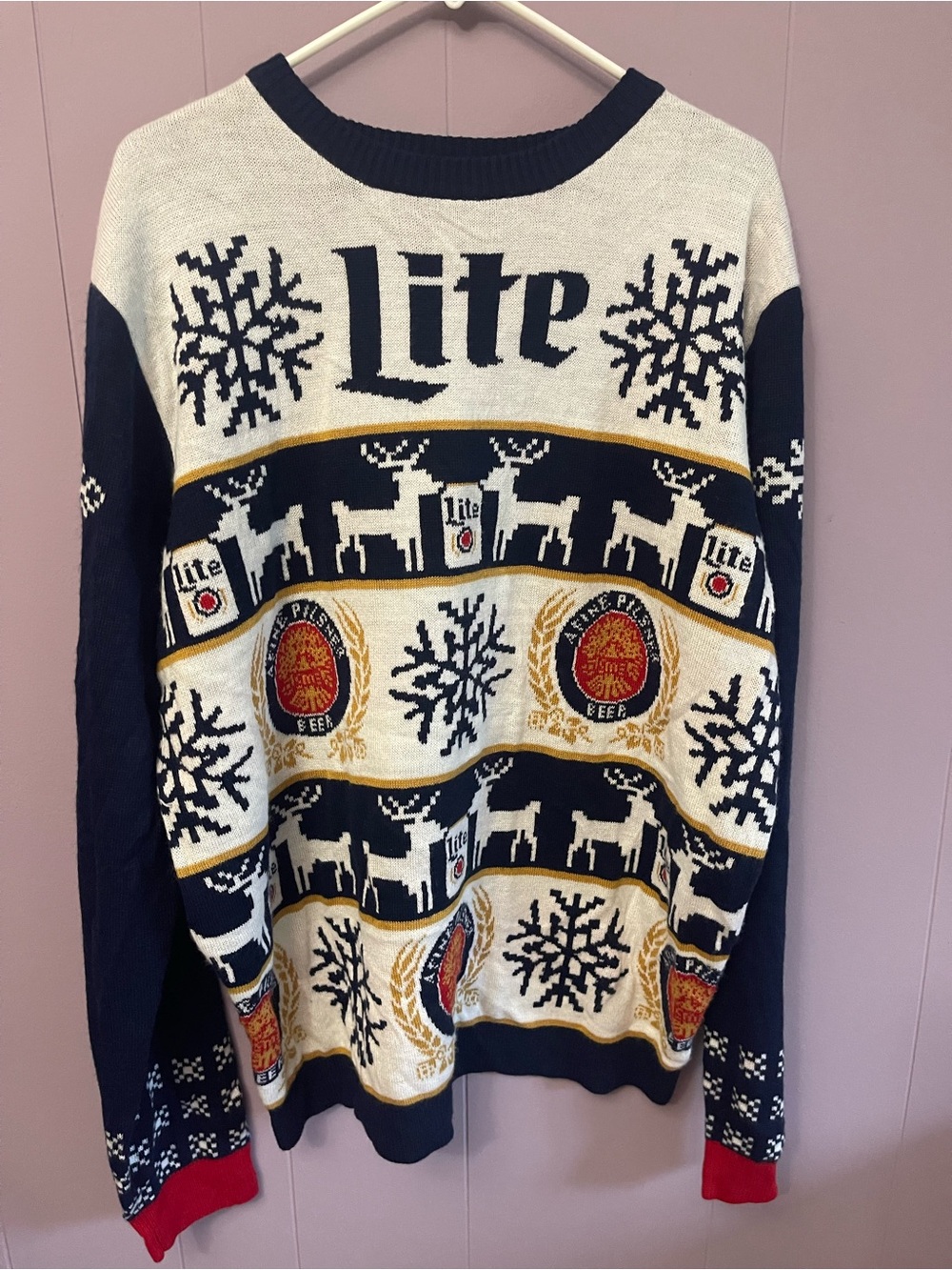 Lite Logo Holiday Crewneck Sweater - Navy, White & Gold perfect gift!